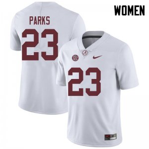 NCAA Women's Alabama Crimson Tide #23 Jarez Parks Stitched College 2018 Nike Authentic White Football Jersey AX17V37RT